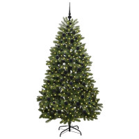 Produktbild för Konstgjord julgran Grön 210 cm PVC och metall