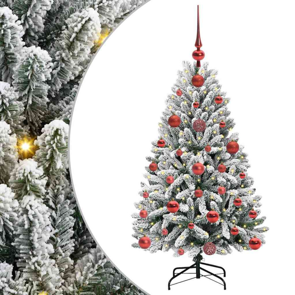 Produktbild för Konstgjord julgran Grön och Vit 120 cm PVC och metall