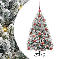 Produktbild för Konstgjord julgran Grön och Vit 120 cm PVC och metall