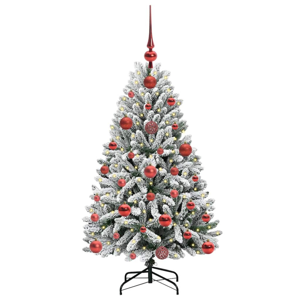 Produktbild för Konstgjord julgran Grön och Vit 120 cm PVC och metall