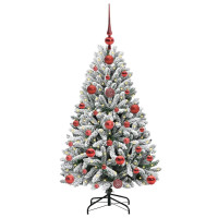 Produktbild för Konstgjord julgran Grön och Vit 120 cm PVC och metall