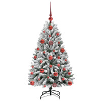 Produktbild för Konstgjord julgran Grön och Vit 120 cm PVC och metall