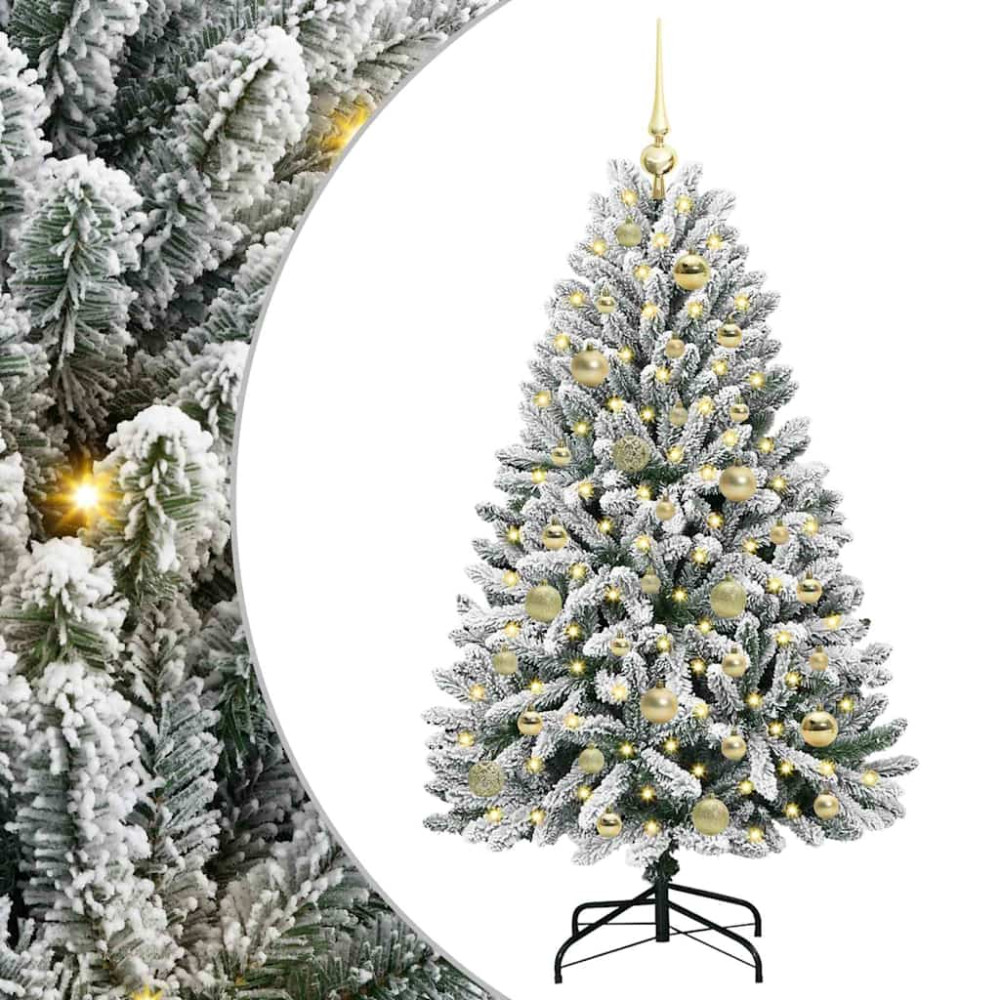 Produktbild för Konstgjord julgran Grön och Vit 120 cm PVC och metall