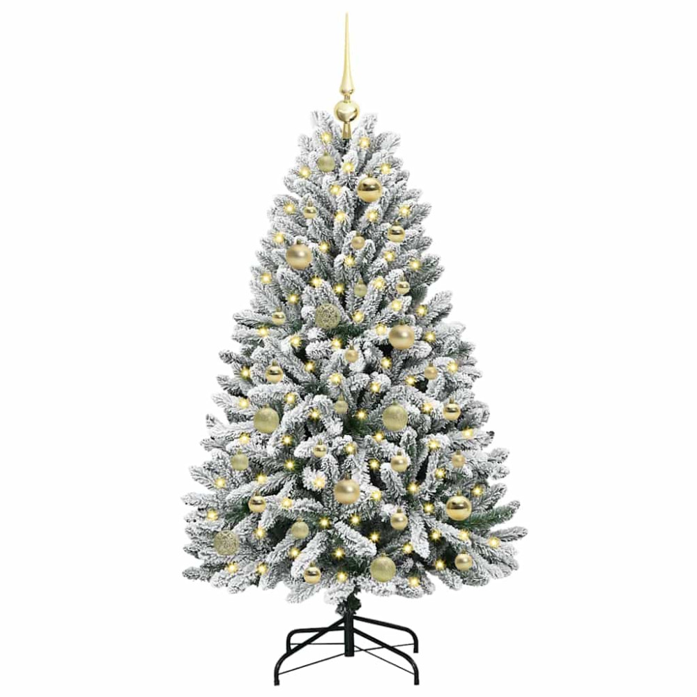 Produktbild för Konstgjord julgran Grön och Vit 120 cm PVC och metall