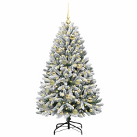 Produktbild för Konstgjord julgran Grön och Vit 120 cm PVC och metall