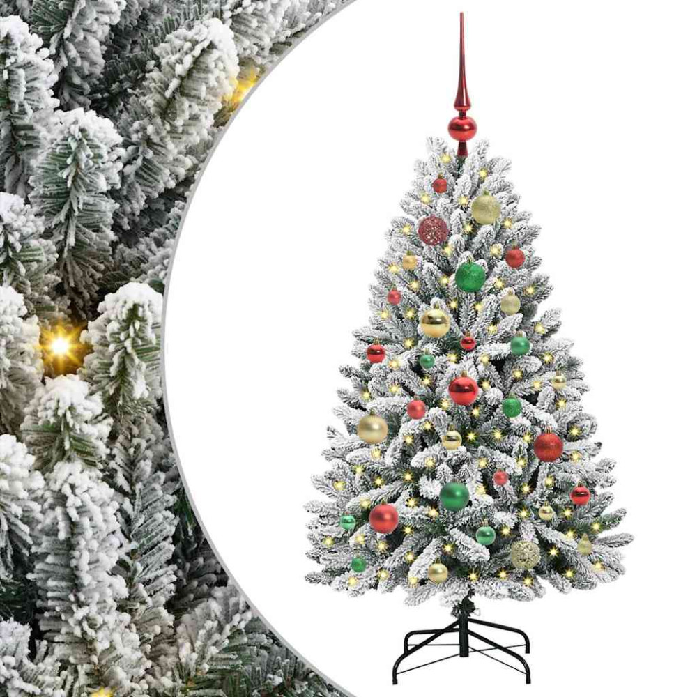 Produktbild för Konstgjord julgran Grön och Vit 120 cm PVC och metall