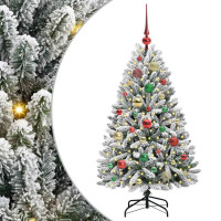 Produktbild för Konstgjord julgran Grön och Vit 120 cm PVC och metall