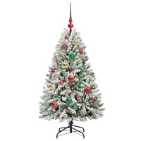 Produktbild för Konstgjord julgran Grön och Vit 120 cm PVC och metall