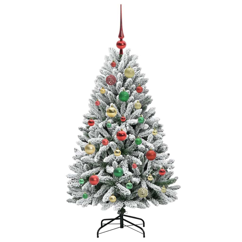 Produktbild för Konstgjord julgran Grön och Vit 120 cm PVC och metall
