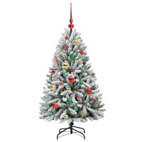 Produktbild för Konstgjord julgran Grön och Vit 120 cm PVC och metall