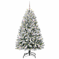Produktbild för Konstgjord julgran Grön och Vit 150 cm PVC och metall