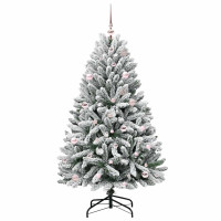 Produktbild för Konstgjord julgran Grön och Vit 150 cm PVC och metall