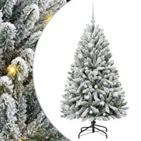 Produktbild för Konstgjord julgran Grön och Vit 150 cm PVC och metall