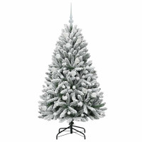 Produktbild för Konstgjord julgran Grön och Vit 150 cm PVC och metall