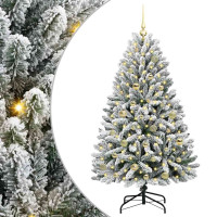 Produktbild för Konstgjord julgran Grön och Vit 150 cm PVC och metall