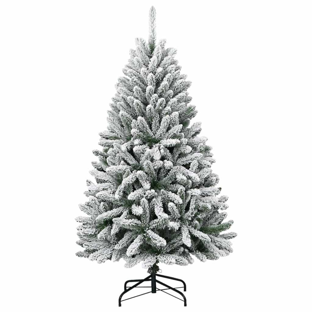 Produktbild för Konstgjord julgran Grön och Vit 150 cm PVC och metall
