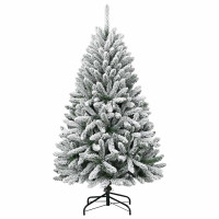 Produktbild för Konstgjord julgran Grön och Vit 150 cm PVC och metall