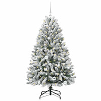 Produktbild för Konstgjord julgran Grön och Vit 150 cm PVC och metall