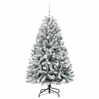 Produktbild för Konstgjord julgran Grön och Vit 150 cm PVC och metall