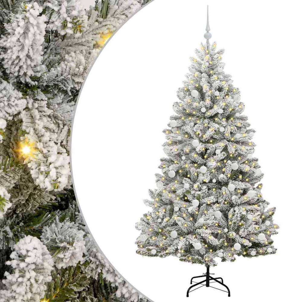 Produktbild för Konstgjord julgran Grön och Vit 180 cm PVC och metall
