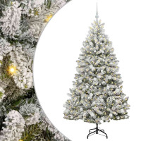 Produktbild för Konstgjord julgran Grön och Vit 180 cm PVC och metall