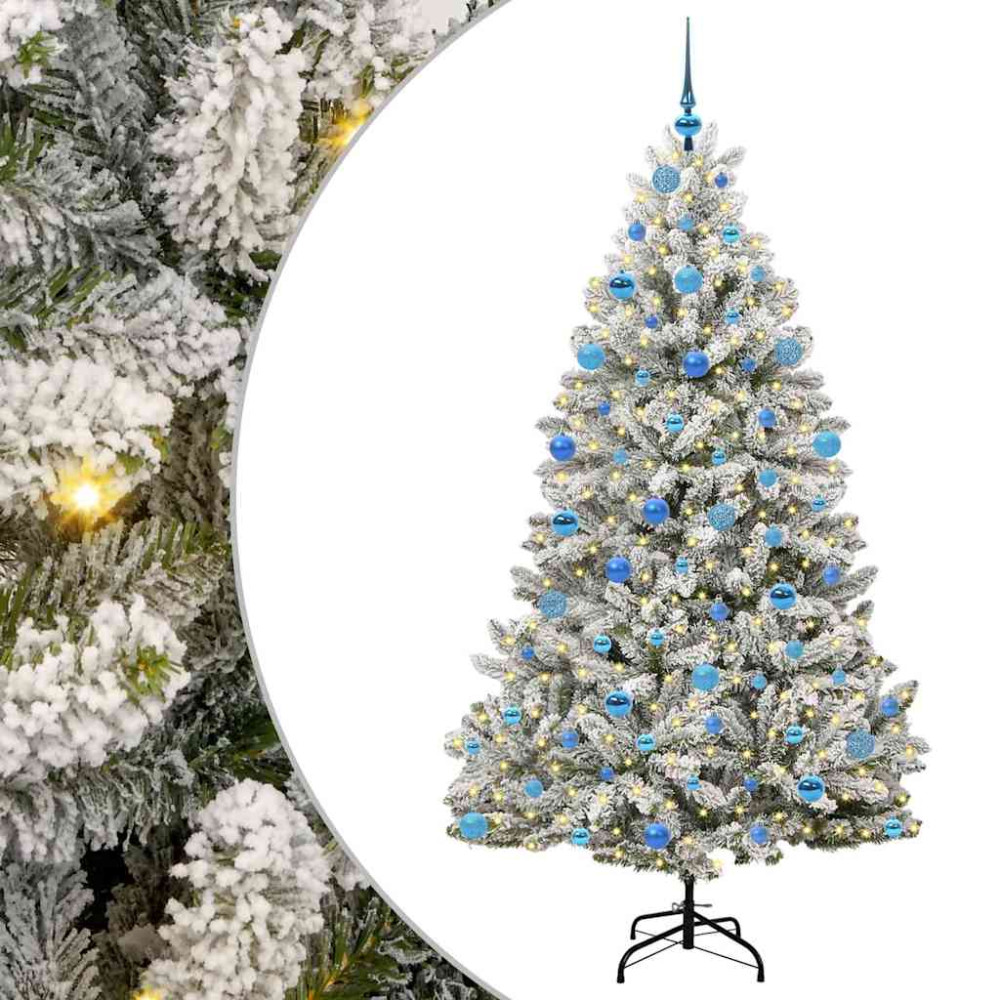 Produktbild för Konstgjord julgran Grön och Vit 180 cm PVC och metall