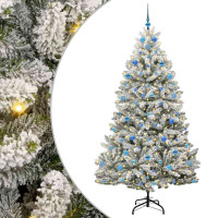 Produktbild för Konstgjord julgran Grön och Vit 210 cm PVC och metall