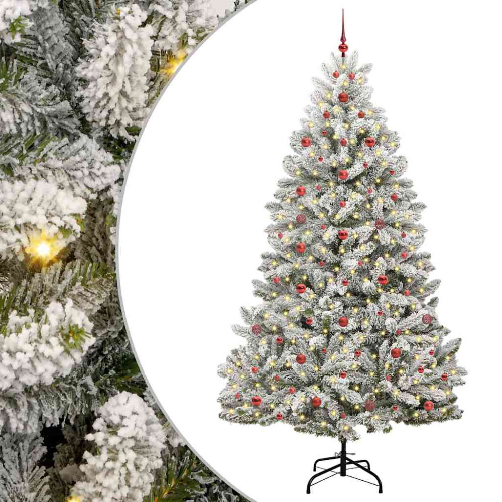 Produktbild för Konstgjord julgran Grön och Vit 240 cm PVC och metall