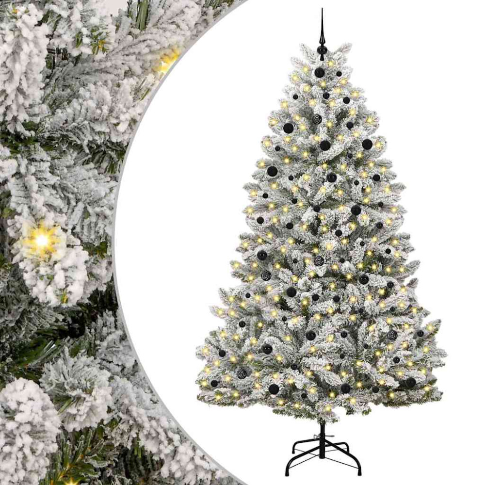 Produktbild för Konstgjord julgran Grön och Vit 240 cm PVC och metall