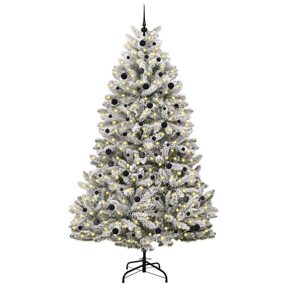 Produktbild för Konstgjord julgran Grön och Vit 240 cm PVC och metall