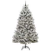 Produktbild för Konstgjord julgran Grön och Vit 240 cm PVC och metall