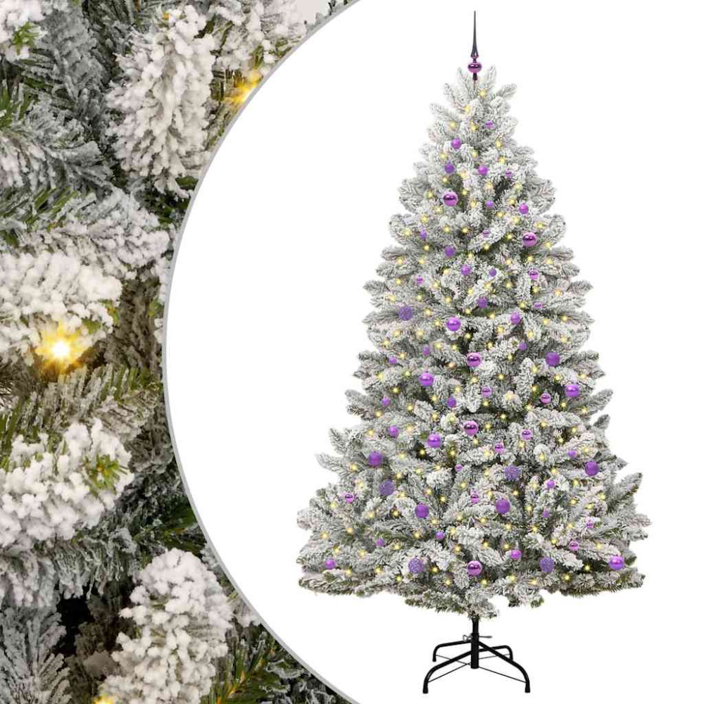 Produktbild för Konstgjord julgran Grön och Vit 240 cm PVC och metall