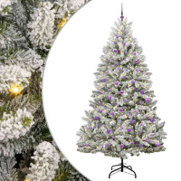 Produktbild för Konstgjord julgran Grön och Vit 240 cm PVC och metall