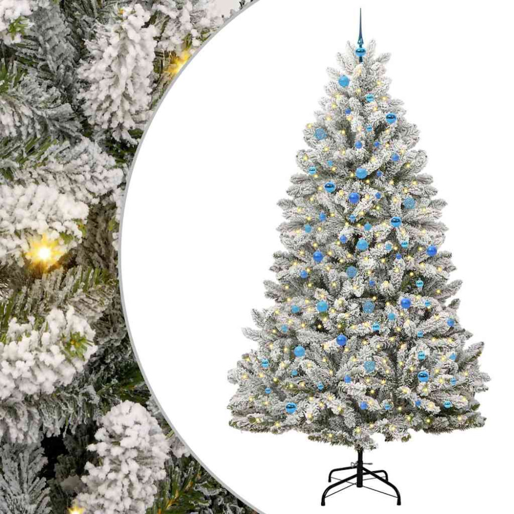 Produktbild för Konstgjord julgran Grön och Vit 240 cm PVC och metall