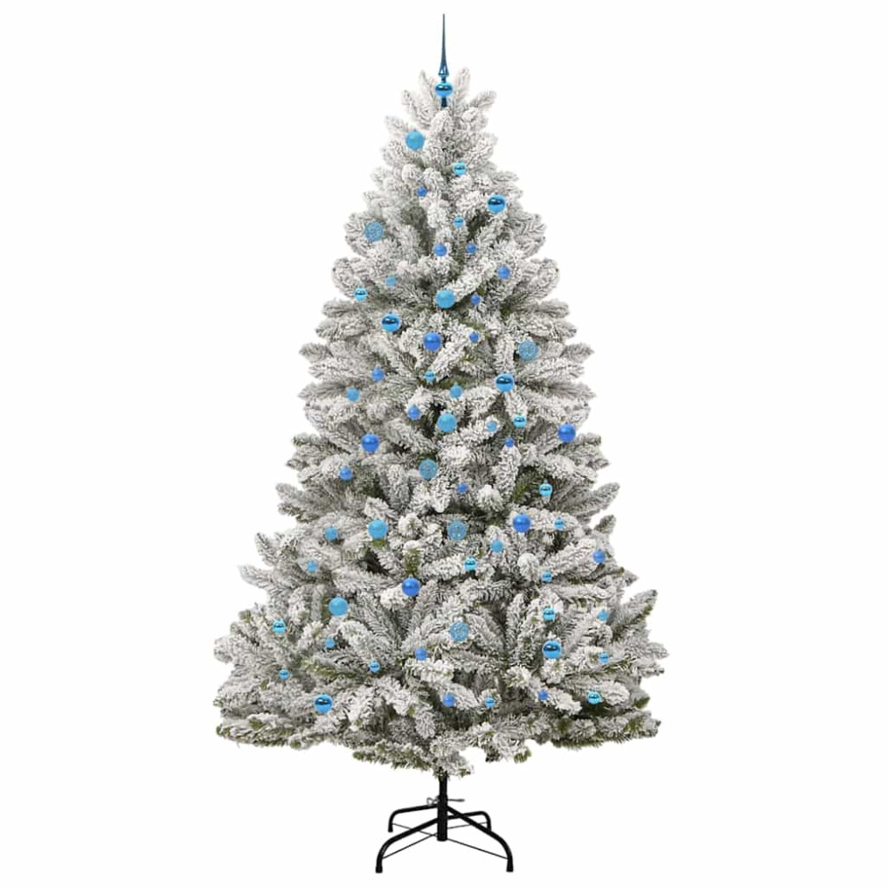 Produktbild för Konstgjord julgran Grön och Vit 240 cm PVC och metall