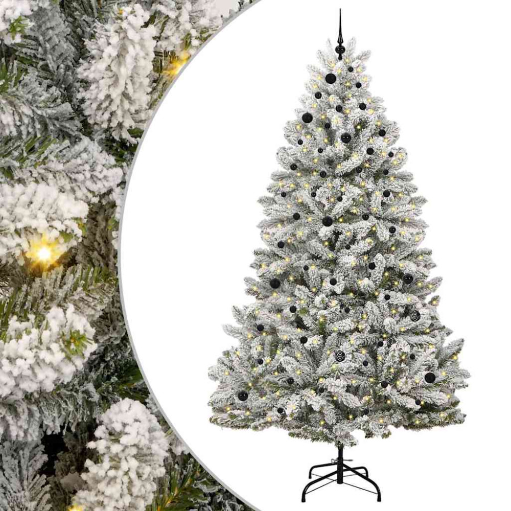 Produktbild för Konstgjord julgran Grön och Vit 270 cm PVC och metall