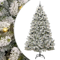 Produktbild för Konstgjord julgran Grön och Vit 270 cm PVC och metall