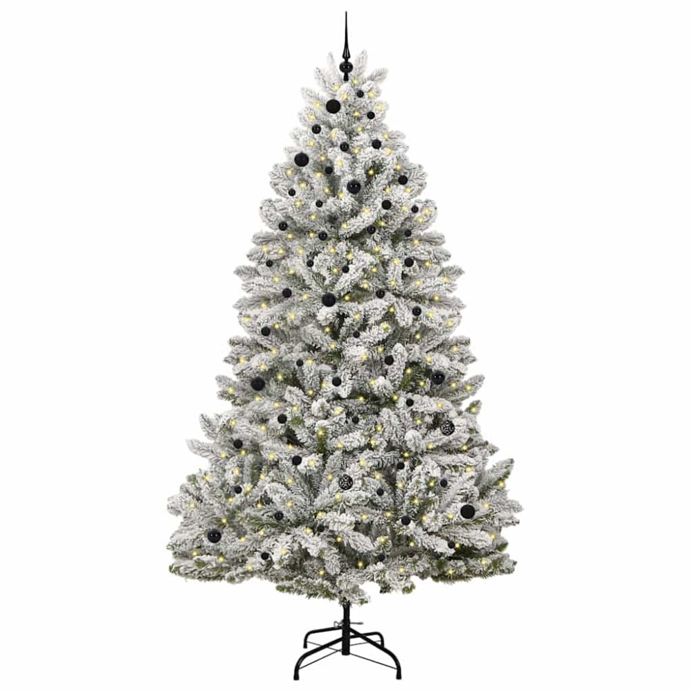 Produktbild för Konstgjord julgran Grön och Vit 270 cm PVC och metall
