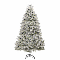 Produktbild för Konstgjord julgran Grön och Vit 270 cm PVC och metall