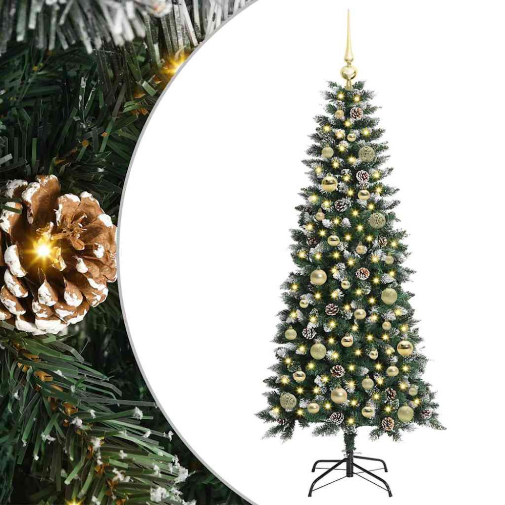Produktbild för Konstgjord julgran Grön 150 cm PVC och Plast och Stål
