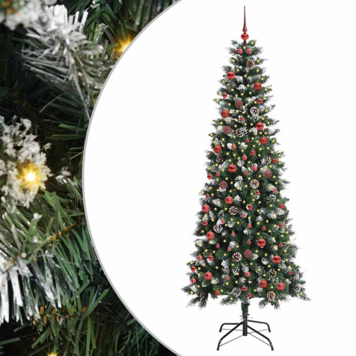vidaXL Konstgjord julgran Grön 210 cm PVC och Plast och Stål