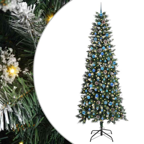 vidaXL Konstgjord julgran Grön 240 cm PVC och Plast och Stål