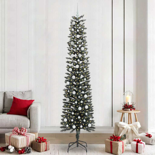 vidaXL Konstgjord julgran Grön 240 cm PVC och Plast och Stål