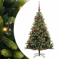 Produktbild för Konstgjort Fällbart Julträd 150 LEDs Grön 150 cm PVC och PE