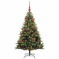Produktbild för Konstgjort Fällbart Julträd 150 LEDs Grön 150 cm PVC och PE