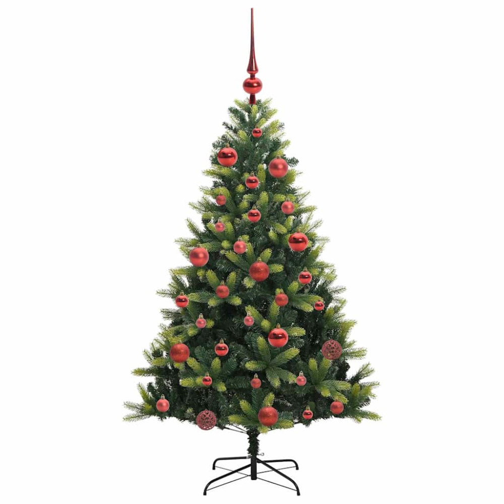 Produktbild för Konstgjort Fällbart Julträd 150 LEDs Grön 150 cm PVC och PE