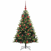 Produktbild för Konstgjort Fällbart Julträd 150 LEDs Grön 150 cm PVC och PE