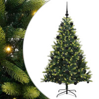 Produktbild för Konstgjort Fällbart Julträd 150 LEDs Grön 150 cm PVC och PE