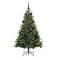 Produktbild för Konstgjort Fällbart Julträd 150 LEDs Grön 150 cm PVC och PE