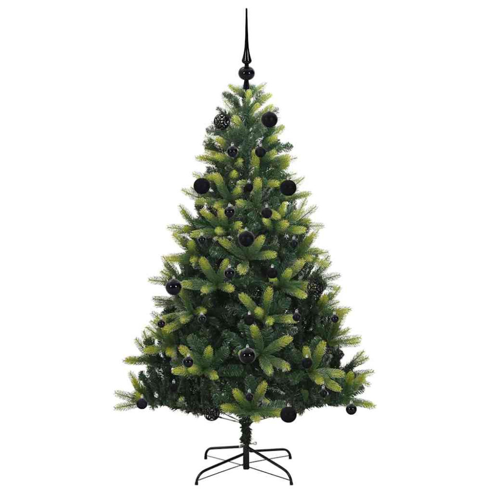 Produktbild för Konstgjort Fällbart Julträd 150 LEDs Grön 150 cm PVC och PE
